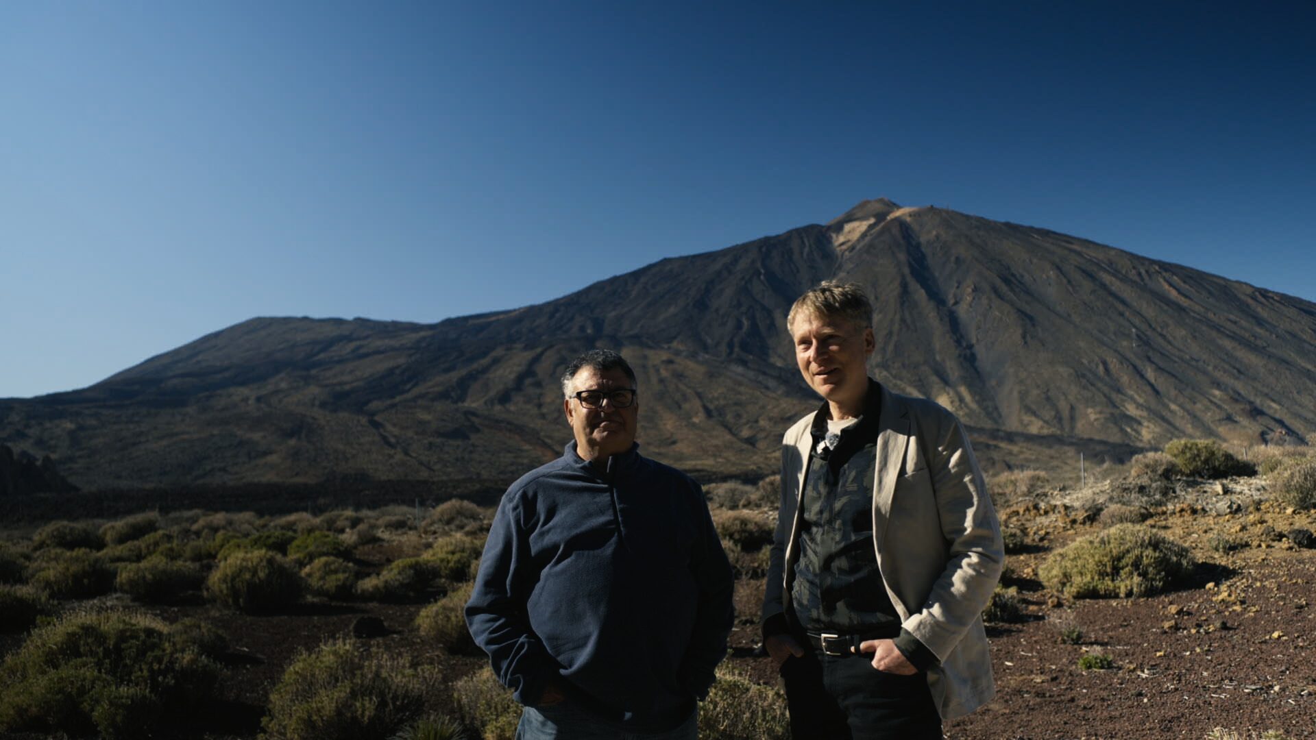 Two figures on the mountain